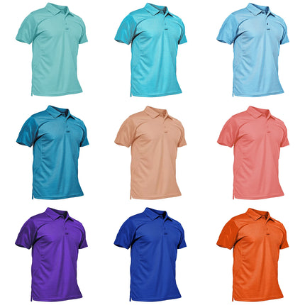 TACVASEN Summer Colorful Fashion Polo Tee Shirts Men's Short Sleeve T-shirt Quick Dry Team Work Green T-Shirt Tee Tops Clothing