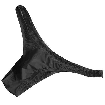 Men’s Ice Silk High Stretch Thong Panties Lingerie Sexy Crotch Bulge Pouch G-string Underpants Solid Color Comfortable Briefs