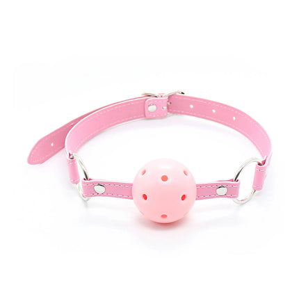 pink BDSM Mouth Ball Gag PU Leather Mouth Gag Oral Fixation Stuffed Adult Games Flirting Sex Toys for women men Adult Products