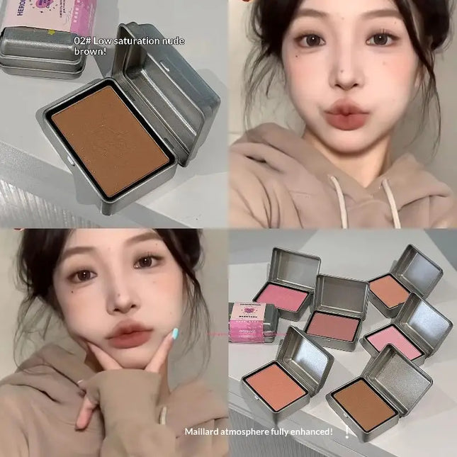 "1Pc HERORANGE Iron Box Cheek Blush Mineral Powder Long-Lasting Facial Contour Tint Single Color Cosmetics Blush Palette
