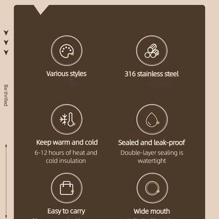 Stainless Steel Tumbler Vacuum Flasks Insulated Coffee Cups Leakproof Lid Travel Mug for Tea Thermos Cup Thermal Water Bottle