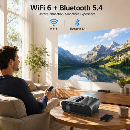 4K Smart Projector Native 1080P Dolby Audio KTV Karaoke Auto Focus Auto Keystone Dust Proof WiFi6 Outdoor Home Theater