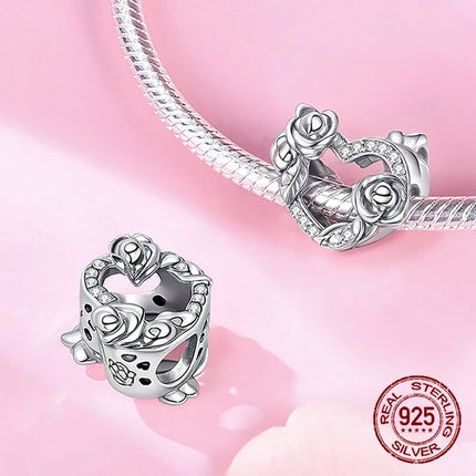925 Sterling Silver Classic Purple Heart Shape Dragon Pegasus Butterfly Charms Beads Fit 3mm Original Bracelet DIY Jewelry Gift