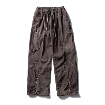 Men Outdoor Lightweight Functional Reflective Stripe Quick Dry Ultra Loose Casual Cargo Pants Women Oversize Baggy Pant Trouser