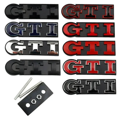 Metal GTI Logo Car Front Grille Emblem Badge for Volkswagen Polo Caddy Golf 4 5 6 8 Jetta Tiguan Touran Passat T-Roc MK3 MK4 MK5