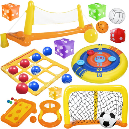 Summer Swimming Pools Inflatable Toys Water Play Float Volleyball Football Ring Toss Pools Accessories Beach Party Sport Games