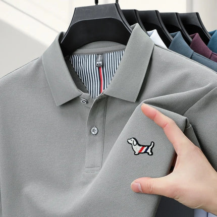 100% pure cotton summer 2025 men's new Polo T-shirt classic version comfortable breathable short sleeve premium embroidered top
