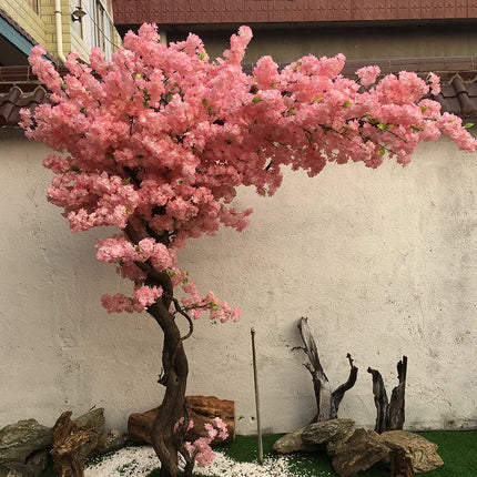 Simulation cherry tree double layer blooming cherry large plant cafe hotel shopping mall floor decoration props fake tree