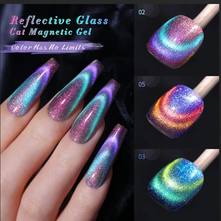 Light Cat Eye Glue Reflects Light Shatters Diamonds Nail Polish Oil Glue Polish Aurora Glitter Crystal Soak Off Manicure Magnet