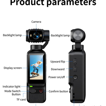 HD 4K Action Camera 180 Degree Rotatable For Vlog YouTube Tiktok Girls Record Life Video Recording Entry Portable Action Camera