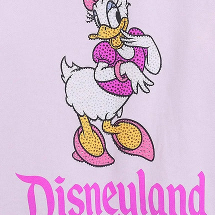 Disney Sweatshirt Castle Shining Daisy Duck Disneyworld Letter Glitter Donald Duck Unisex Couple Women Zip Pocket Hooded Jumper