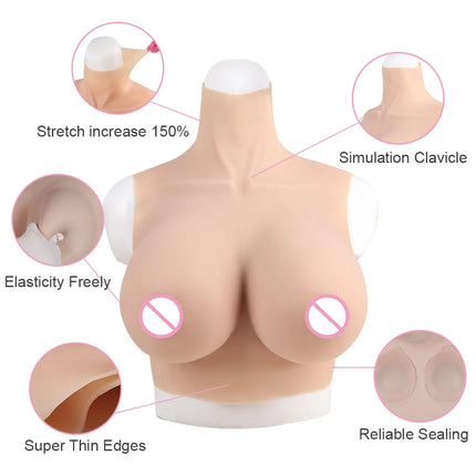 KnowU Upgraded Breast Forms Fake Boobs A-H Cup Silicone Filler Light And Thin For Cosplay Transgender Drag Queen