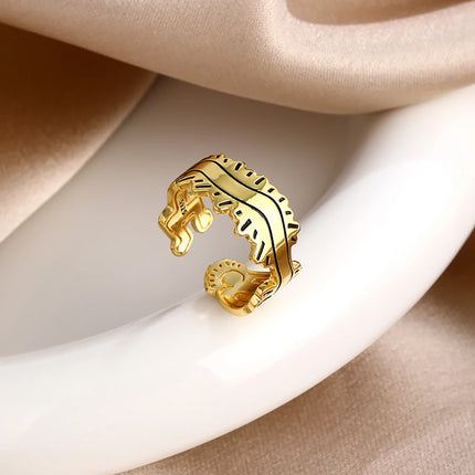18K Gold Plated 925 Sterling Silver Flowers And Leaves Disc-shaped Ring 6 7 8 9 Rings Wedding Fashion Fine Luxury Jewelry Women