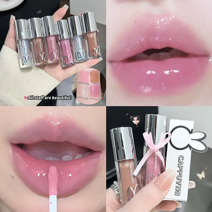 Brown Glitter Lip Glaze Lasting Shimmer Mirror Water Lip Gloss Waterproof Jelly Plumping Lipstick Make Up Moisturizing Lip Tint