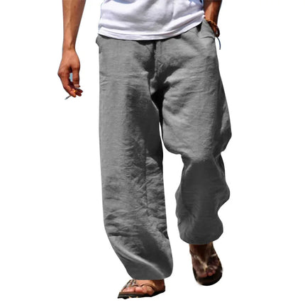 2026 New Men's Beach Pants Joggers Fashion Cotton Linen Sweatpants Casual Pants Hawaiian Vacation Loose Spring/Summer Long M-4XL
