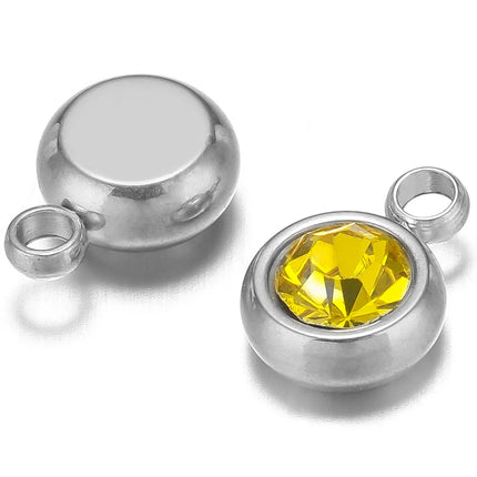 20pcs Stainless Steel 6mm Gold Rhinestone Beads Crystal Charms Zircon Pendants for DIY Necklace Bracelet Jewelry Making Findings