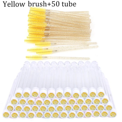 100pcs Diamond Eyebrow Brush Tube Empty Reusable Lash Mascara Wand Case Replaceable Crystal Eyelash Brush Dust-proof Makeup Tool