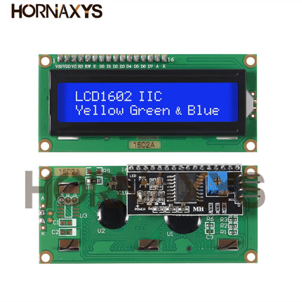 LCD1602+I2C Module Blue / Yellow Green Screen 16x2 Character LCD Display PCF8574T PCF8574 IIC I2C Interface 5V