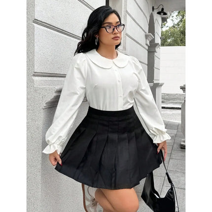 High-quality solid-color women's shirts, fashionable long-sleeved tops with baby collars/new cardigans for women to wear inside