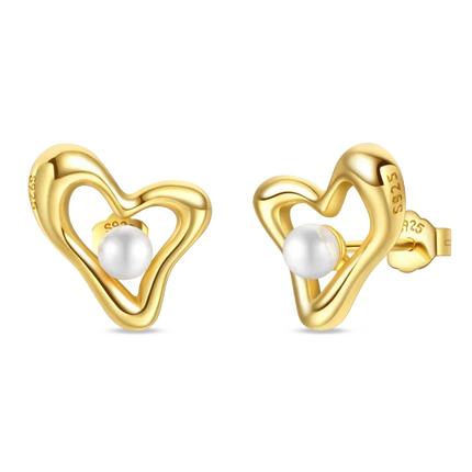 925 Sterling Silver Gold Pearl Hoop Earrings Pave Large Circular Shape Earring Gift for Women Jewelry Anniversary Wedding