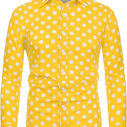 Fashion 3D Printed Men's 10-color Polka Dot Long-sleeved Slim-fit Shirt Button And Long-sleeved Comfort Casual Men's Tops