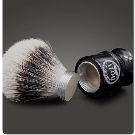 Boti Screw Type Brush Enlightener Badger and N3C Synthetic with Antique Black Porcelain Resin Handle for Easy Replaceable Knot