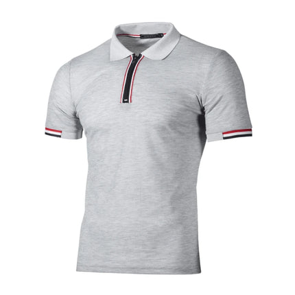 Summer New Men's Patchwork Color Contrast T-shirt, Men's Youth Casual Slim Fit Half Zippered Breathable Short Sleeved POLO Shirt