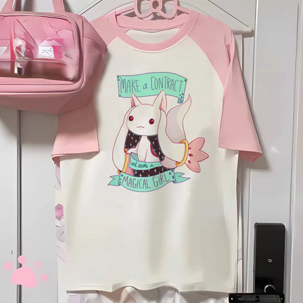 Madoka Magica T-Shirt Women Harajuku T-Shirts Female Comic Clothing