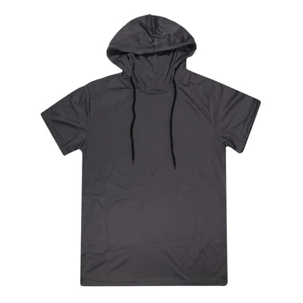 Mens Gym Thin Hoodie Short Sleeve Hoodies With Mask Sweatshirt Casual Splice Large Mask Hoodie Sweatshirt Hooded Tops Cycling