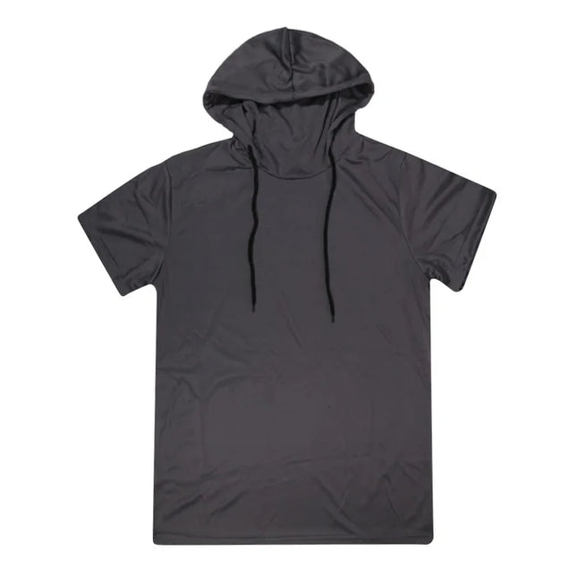 Mens Gym Thin Hoodie Short Sleeve Hoodies With Mask Sweatshirt Casual Splice Large Mask Hoodie Sweatshirt Hooded Tops Cycling