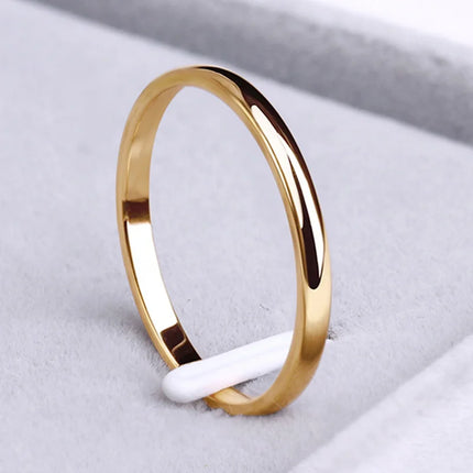 2mm Thin Gold  Simple Titanium Steel Wedding Rings for Man or Woman Valentine's Day Present