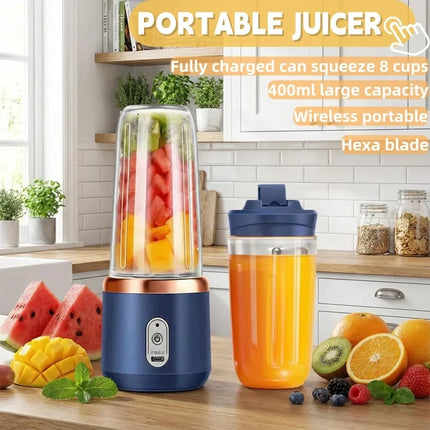 New 400ML Fruit Electric Juicer Food Milkshake Mixer Machine Portable Juicer Maker Double Cup Multifunction Household Blender