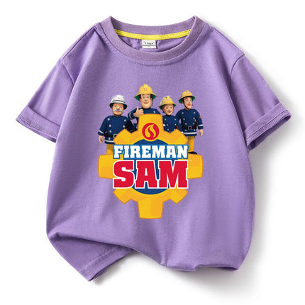 Kids Cotton Tshirt Fireman Sam Boys Girls Cartoon O-Neck Tee Toddler Short Sleeved Tshirt Childrens Summer Clothing Fashion Top