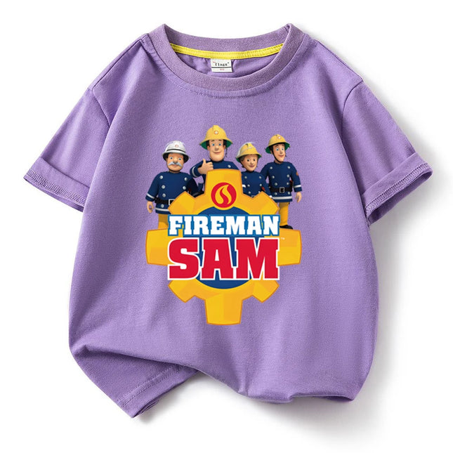 Kids Cotton T-shirt Fireman Sam Boys Girls Cartoon O-Neck Tee Toddler Short-Sleeved T-shirt Children's Summer Clothing Fashion Top
