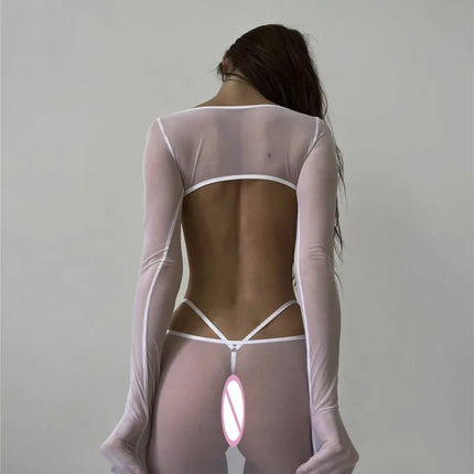 Sexy Lingerie Set Transparent Sheer Mesh Babydoll Erotic Nightwear Women Cutout Waist Lace Underwear Women's Sexy Nightie