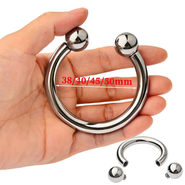 Stainless Steel Penis Sex Toys for Men Cock Ring Metal Penis Lock Bondage Head Glans With Ball Beads Delay Ejaculation Cockrings