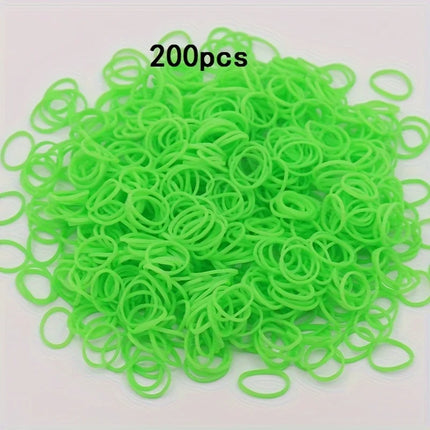 200pcs Rubber Loom Bands DIY Bracelets Wristband Silicone Rubber Hairbands Craft Kit Toys Birthday Christmas Gift Party Supplies