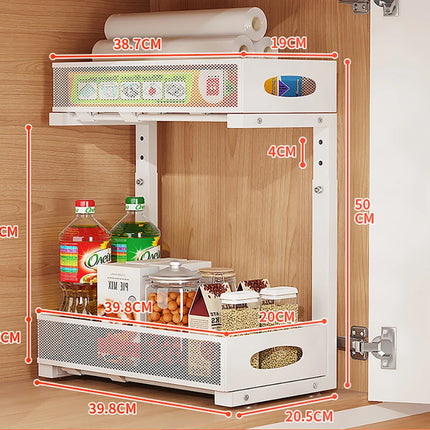Under Sink Organizers and Storage, Adjustable 2 Tier Metal Pull out Cabinet Organizer for Bathroom, Kitchen, Pantry