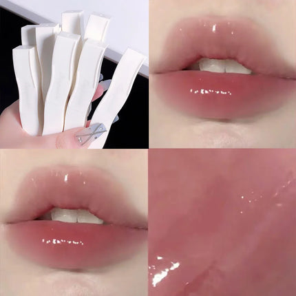 Cappuvini Red Lip Tint Black White Tube Lipstick Light Watery Lip Glaze Soft Mist Lip Gloss Moisture Lipstick 1pcs Mirror Watery