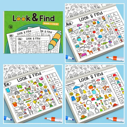 Children's Search for Items Game,Fun Coloring Book, Look & Find Shape Game Enhance Visual Perception, Focus and Attention