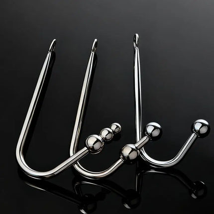 [Y]Stainless Steel Anal Hook With Anal Beads Hole Anal Hook Metal Butt Plug Anal Sex Toys Adult Product No Vibrator For Men