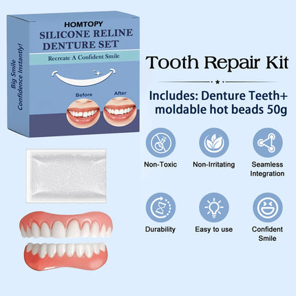 Meticulously Handcrafted Silicone Dentures Natural-Looking False Teeth Home Customizable Design Perfect for Medium-Large Mouths
