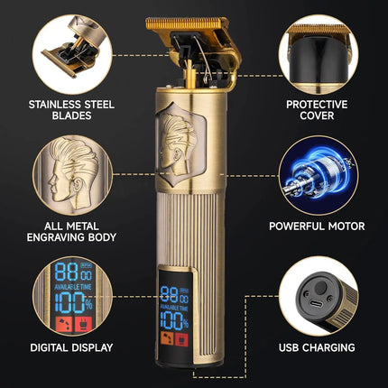 Vintage Hair Clipper Electric Hair Trimmer USB Charging Hair Cutting Machine Portable Shaver Professional Barber Men's Gifs