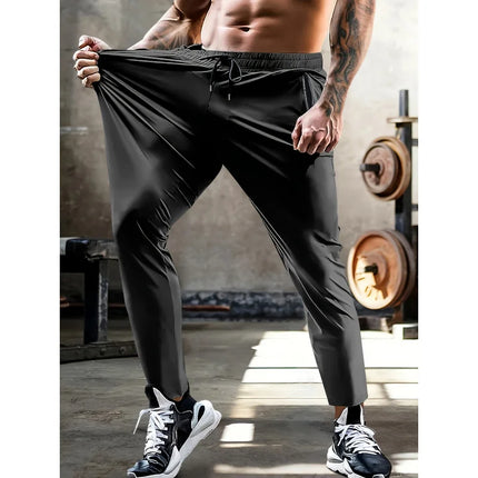 Men's Wide Pants Gift Sweatpants High Stretch Fabric Waist Drawstring Zipper Pockets Gym Workout Jogging Sports End Clothing Man