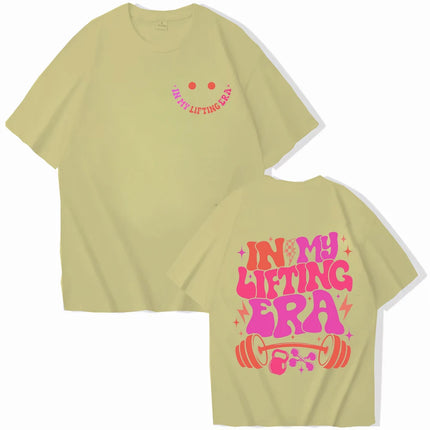 Be Happy Lift Heavy Tee Shirt for Women Funny Workout Weightlifting Graphic Tops Gym Mommy Short Sleeve T-shirts Female Clothing