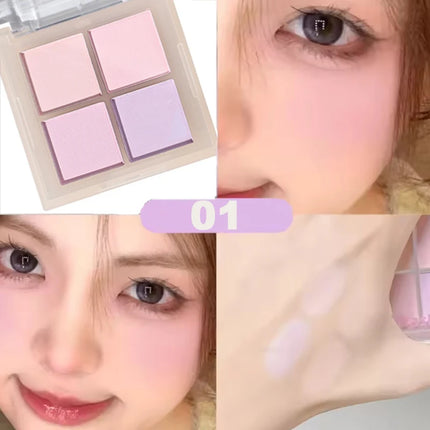 Four Color Peach Cream Blush Palette Nude Apricot Cheek Contour Brightening Makeup Blusher Rouge Cheek Tint for Cosmetics