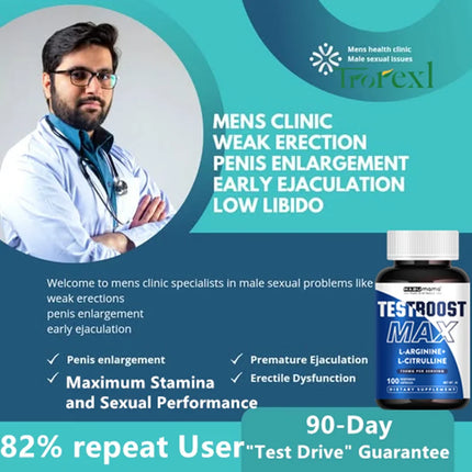 100 Caps | L-Arginine + L-Citrulline Complex | Energy & Enlargement  Size Growth Male Support | Experts Clinically Studied
