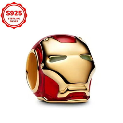 TOP 925 Sterling Silver Marvel Anime Avengers Lron Man Helmet Charms Fit Original Bracelet Womens Pendant Beads Jewelry Hot Gift