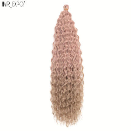 22"Ariel Curl Crochet Hair Synthetic Deep Wave Braid Hair Extension Ombre Ariel Curl Hair Soft Water Wave Twist Hair Blonde Pink
