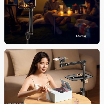 MoZhao Phone Stand Overhead Shooting Tripod Fill Light Floor-standing Telescopic Outdoor Live Photo Video Universal Camera Stand